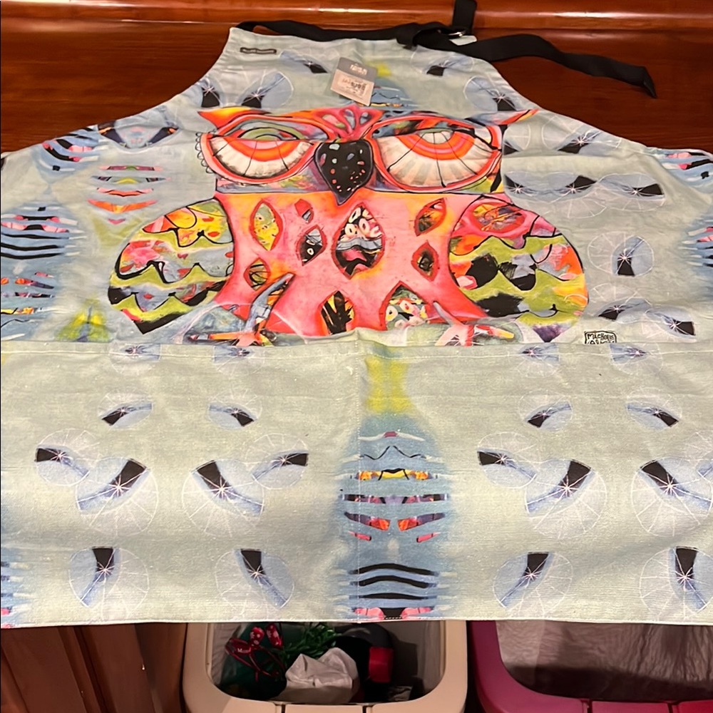 Colorful Owl Design Kitchen Apron